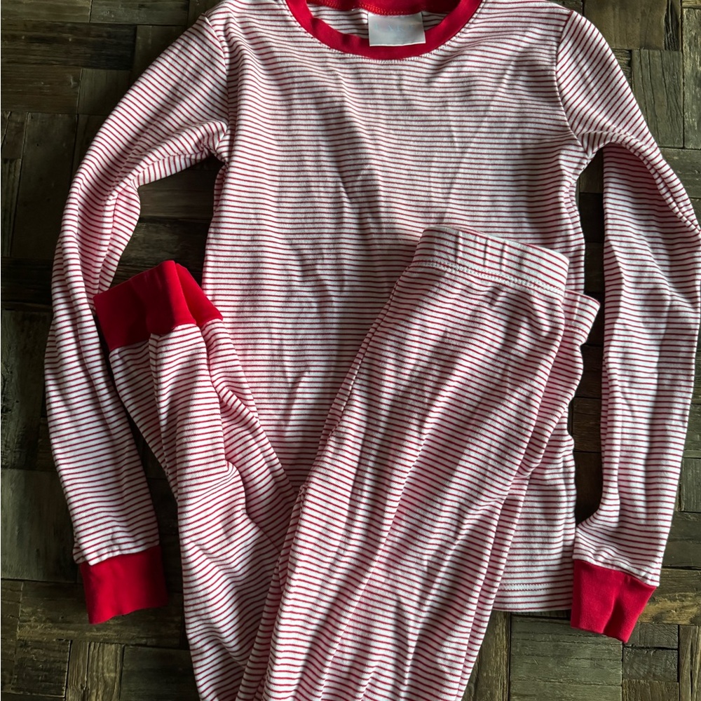 Red and White Striped Kids Pajama Set